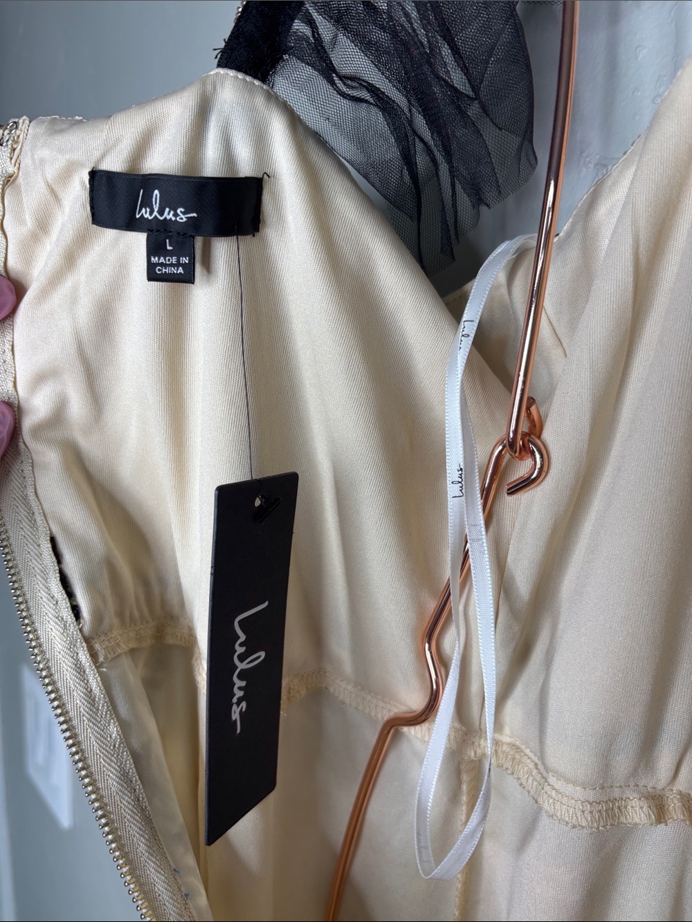 Lulus NWT Embroidered Floral Cocktail Dress in Cream and Black - Picture 8 of 8